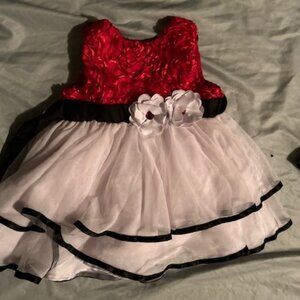 🌟 6 9 months Christmas red white  baby little girl fancy pretty dress holiday